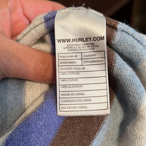 Hurley Striped Long Sleeve Sweater Size Large - Picture 4 of 4